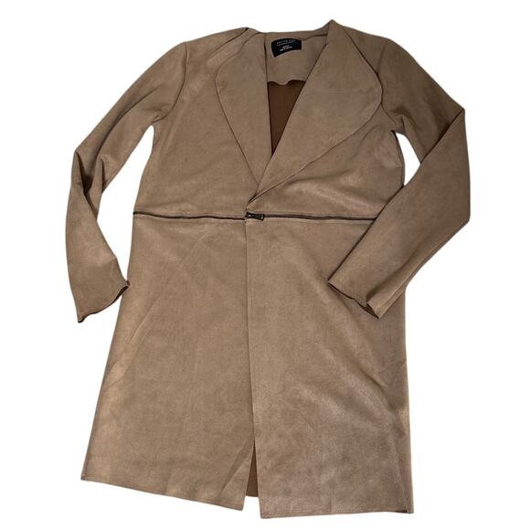 Active USA Vegan Suede Brown Duster Jacket M - Picture 1 of 4